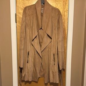 Elegant Tan Draped Trench Coat